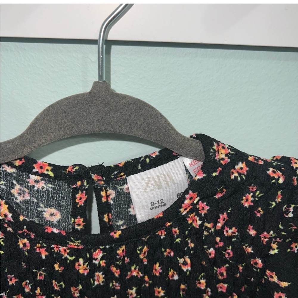 Zara Kids Floral Casual Dress - Black and Pink